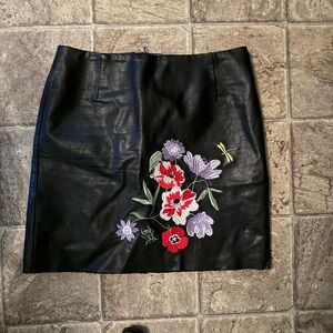 H&M Black Skirt with Floral Embroidery